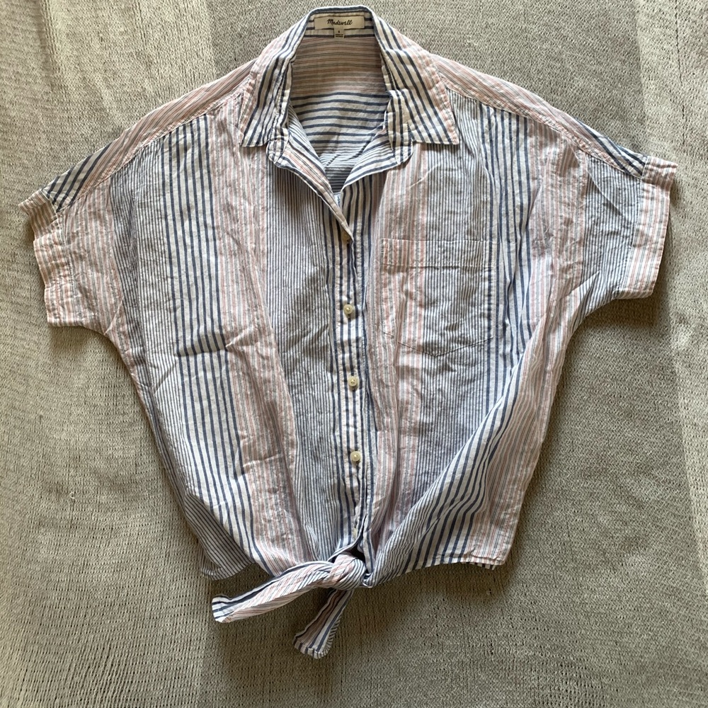 Striped Madewell Tie-Front Shirt